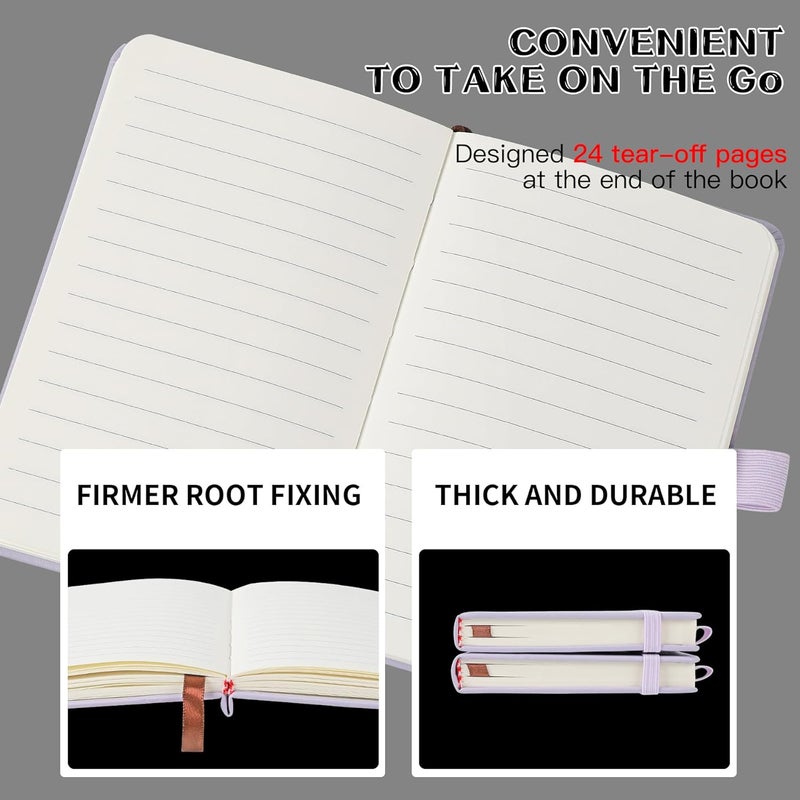 Animusphere 2Pack Pocket Notebook Small Notebook Journal Notebook 4 inches x 5.7 inches 200 Pages Leather Cover With Pen Holder Page Marker Ribbons (Purple) - Image 3
